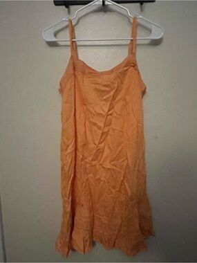 Angie Bright Orange Smocked Neck Slip Dress Sundress